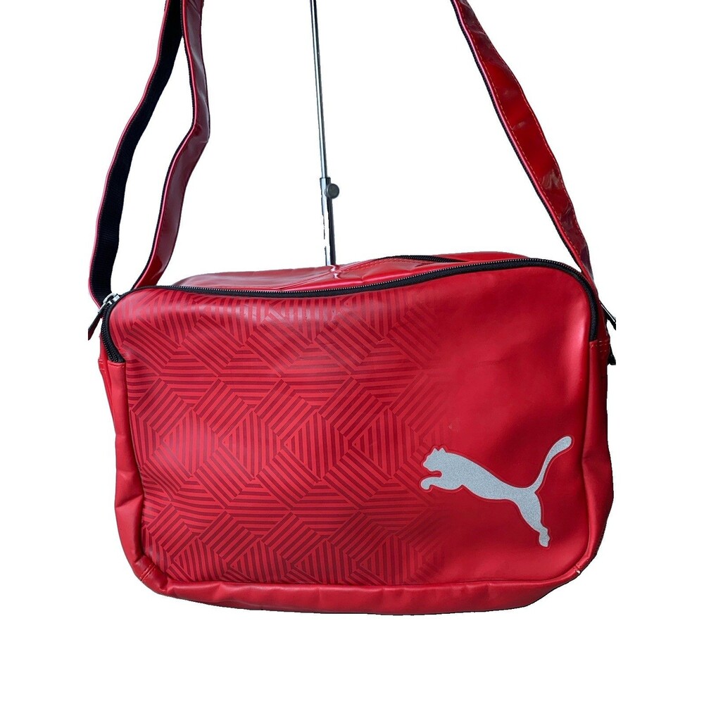 Vintage Vinyl Puma Athletic Messenger Gym Bag Red